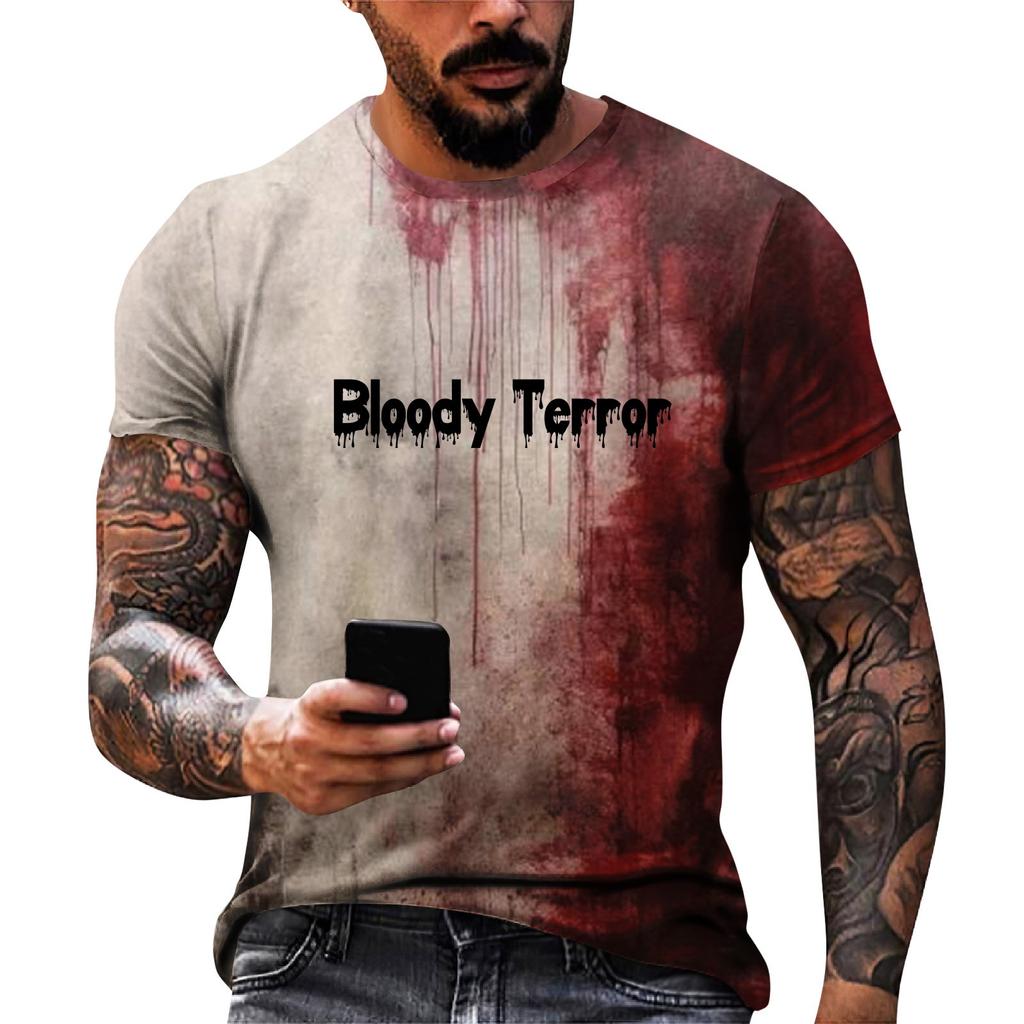 Unisex Summer Printed Round Neck T-Shirt Unisex Loose Casual Short Sleeve Top