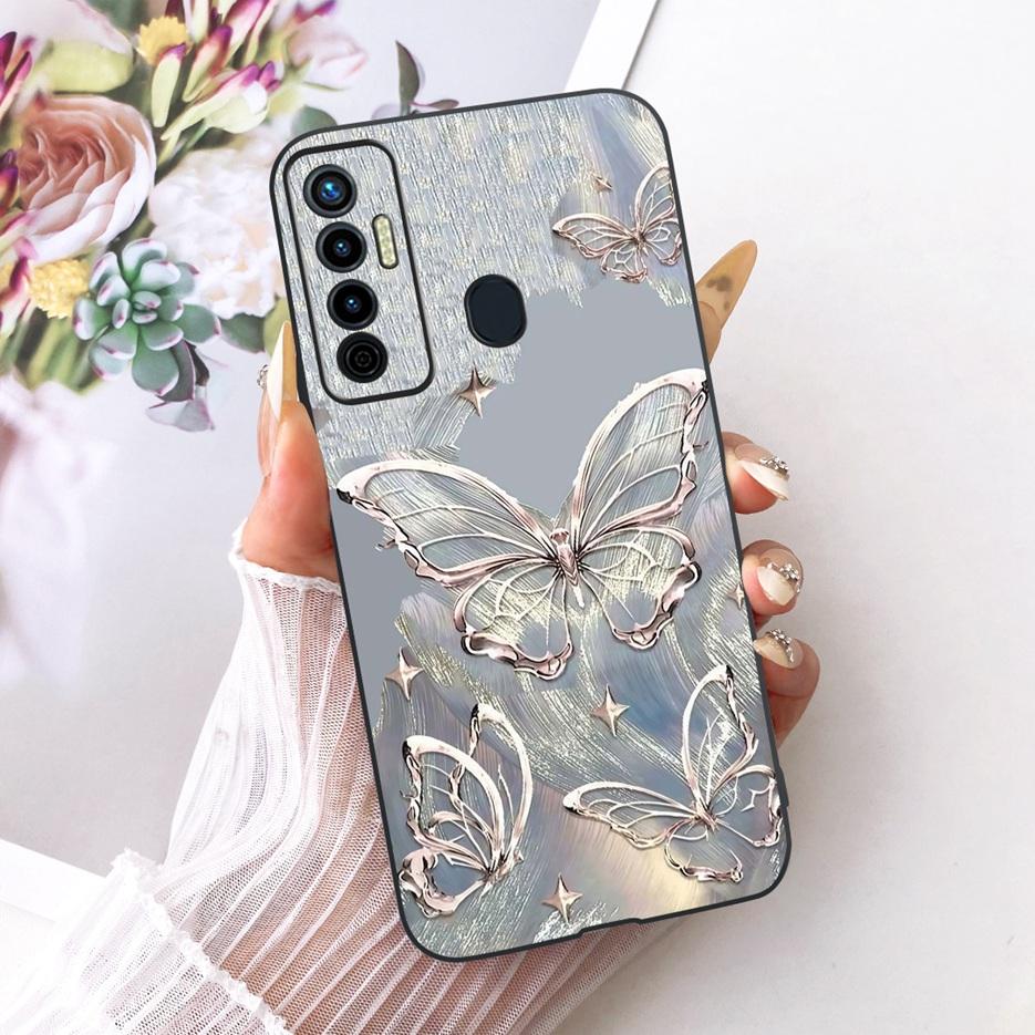 For Tecno Camon 17 Pro Case CG8 CG8h Luxury Butterfly Tree Painted Cover Soft Silicone Case For Tecno Camon 17P Camon17 Pro Bags