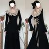 French Hepburn New Long-sleeved Autumn and Winter New Thin Lace Temperament Long Dress Black Dress