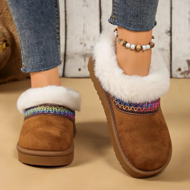 

Fashion New Upgraded Ethnic Lambswool Snow Boots 2025 Winter Fur All-in-one Platform Slippers for Women s Versatile Outward Wear 41