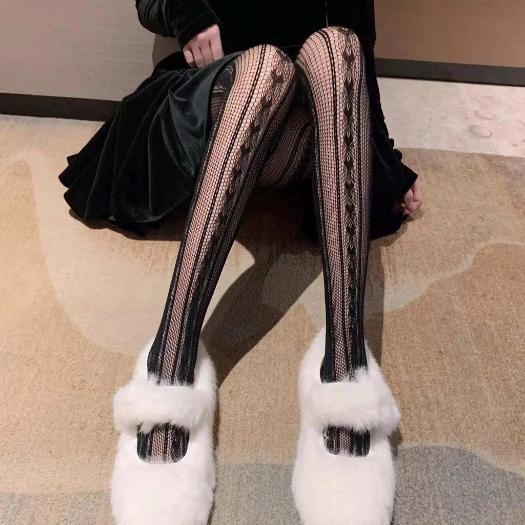 Sexy Women Sheer Pantyhose Tights Seamless Fishnet Nylon Polka Dot Print Black Tight Fish Net Body Stockings Female Hosiery