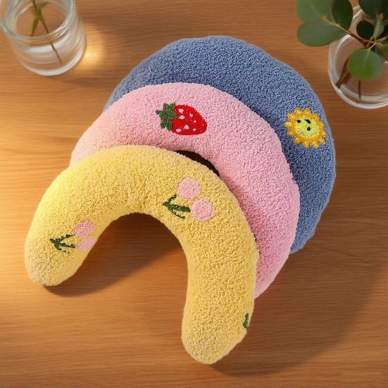 U-Shaped Pet Pillow Cat Neck Support Pillow Soft Fluffy Cat Calming Pillow with Cute Patterns Half Donut Cuddle Pillow for Cats And Small Dogs