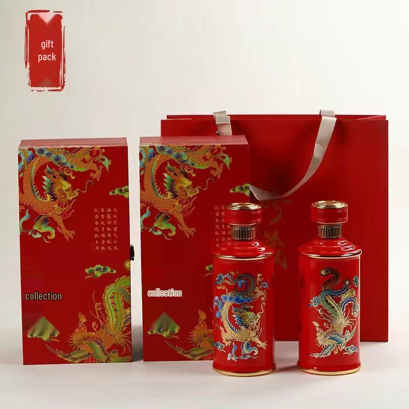 Jingdezhen Ceramic Dragon & Phoenix Wine Bottle: Sealed, Elegant Design, Perfect for Wine Soaking
