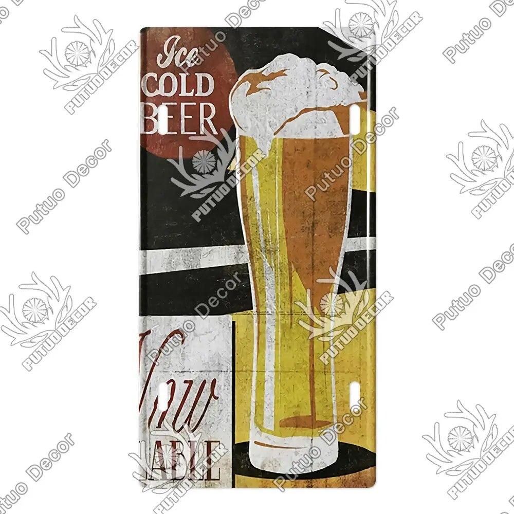 Placa de metal para coquetel Putuo Decor Placa de licença Placa de metal Placa de lata vintage Decoração para Pub Bar Sala de estar Porta Clube Decoração