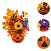 Künstlicher Kürbis Halloween Dekoration Tischaufsatz Ahornblätter Beerenblüten für Herbst