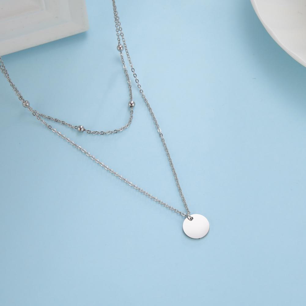 Cazador Double Layer Chain Necklace for Women Stainless Steel Round Dics Pendant Beads Chain Minimalisst Jewelry Fashion Choker