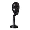jijijing Abstract Contemplative Face Resin Sculpture, Minimalist Hand-on-Chin Bust Statue for Desk Living Room Office, Creative Art Decor Entryway