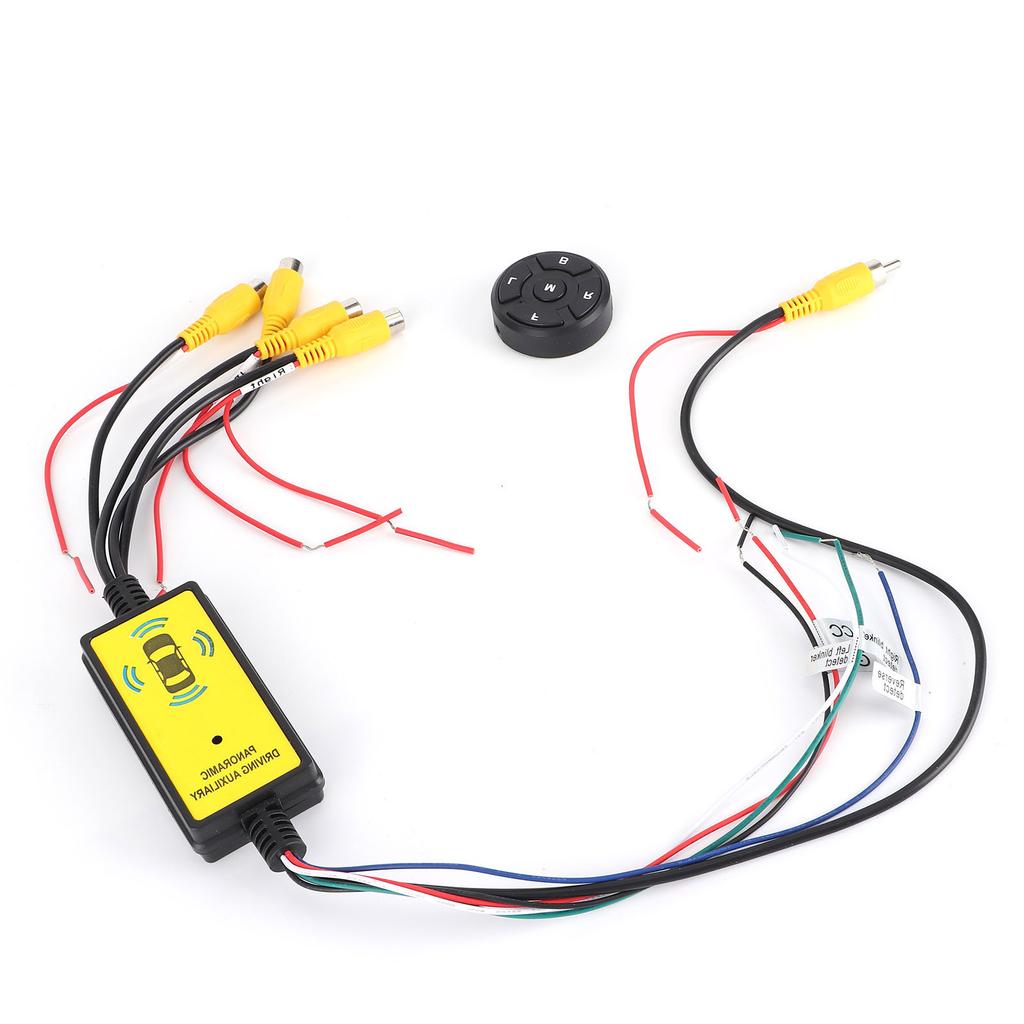 360 Degree Panoramic Video Switch Box 4‑In‑1‑Out Reversing Video Converter with Remote Control