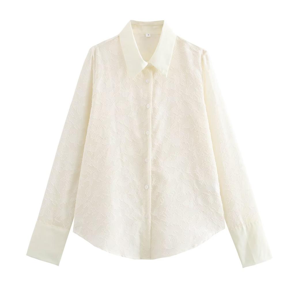 European and American Style, New Women's Fashion, Fashionable, Versatile Sheer Long-sleeve Lace Shirt