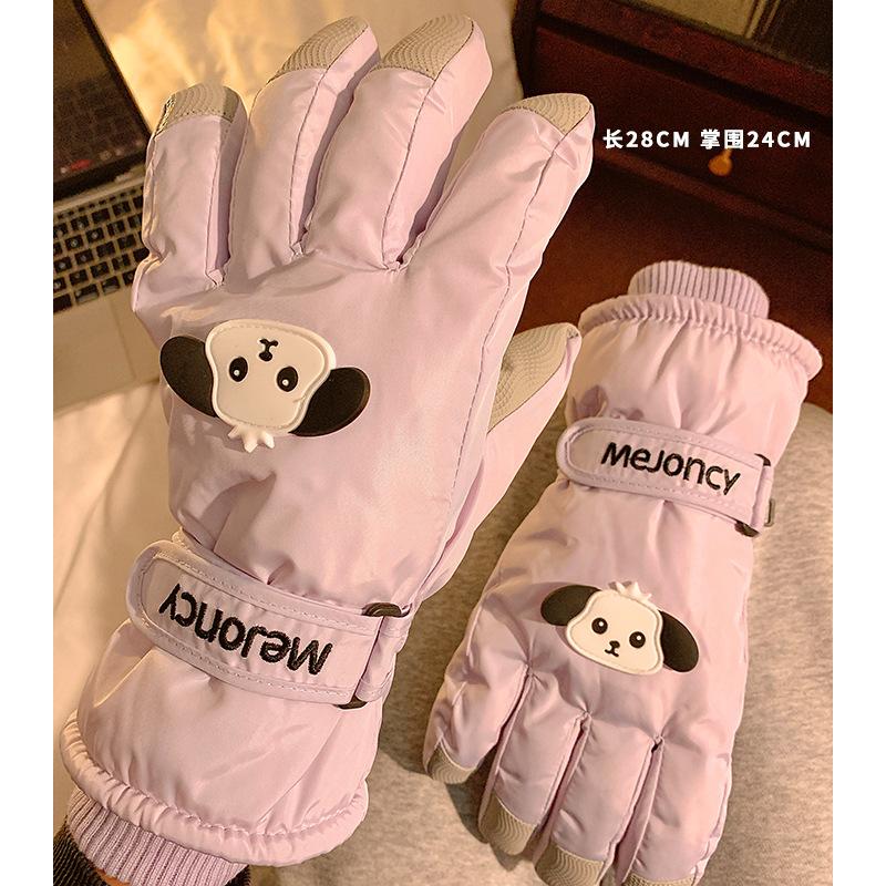Women's Ski Gloves Windproof and Cold-proof Cartoon Outdoor Waterproof Thickened Fleece Warm Gloves