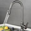TLXT Gunmetal Gray Pull-Out Kitchen Faucet with Dual Blade Scraper