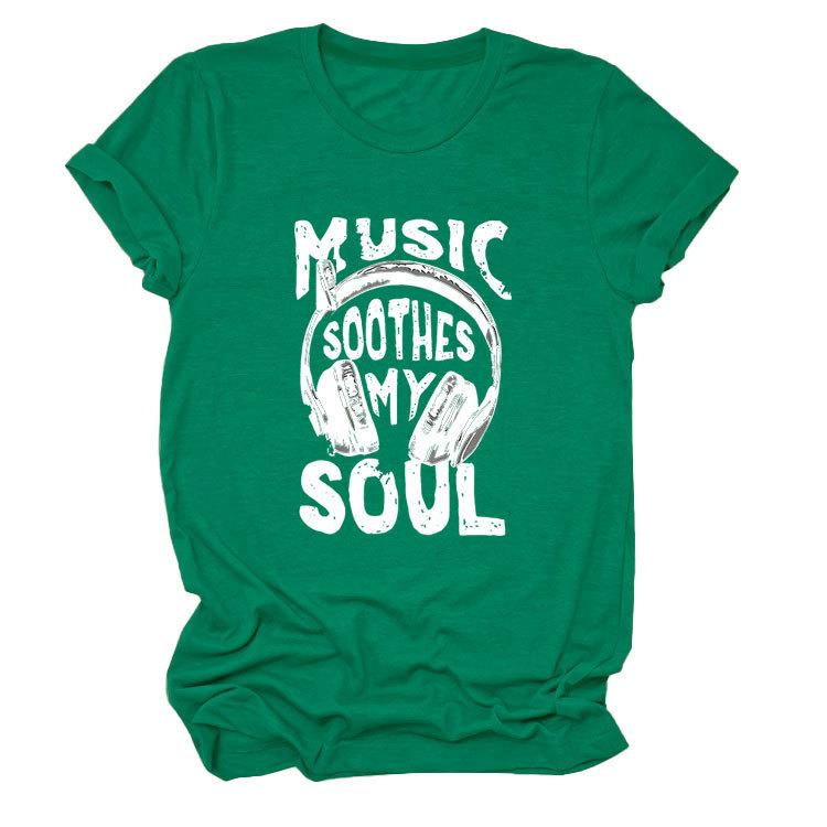 Personality trendy music soothes my ladies bottoming round neck short sleeve t-shirt