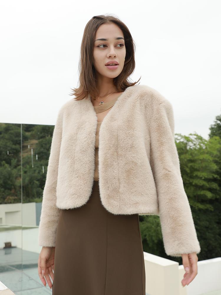 

Осенне-зимняя высококачественная женская куртка из синтетического меха норки, теплая и модная M цветочные белый