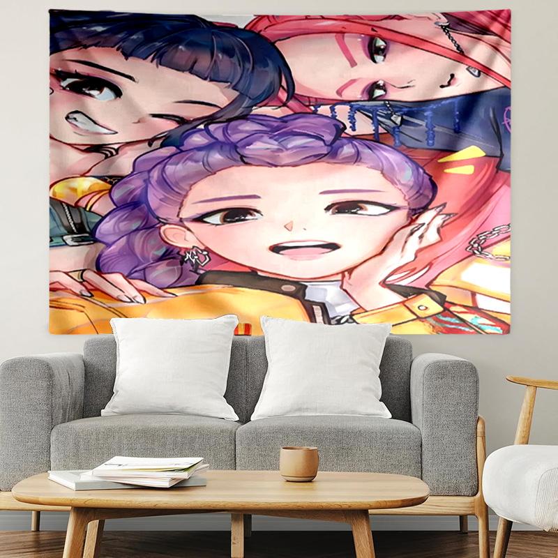 KPop Demon Hunters Print Tapestry, Lightweight Wall Hanging, for Bedroom, Dorm, Living Room, Home Art Decor - Birthday Christmas Gift for Friends