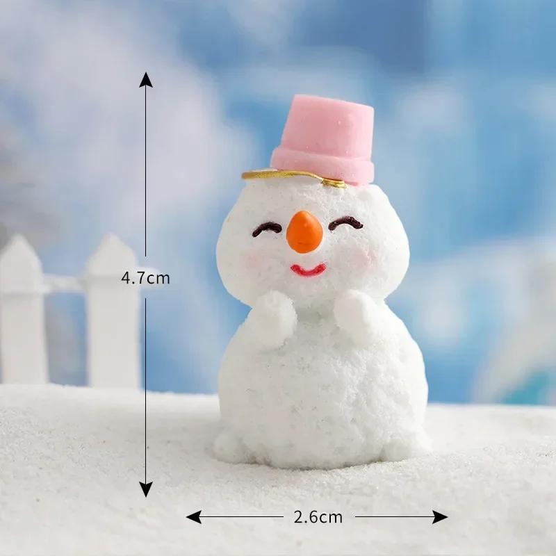 Figurines Christmas Rabbit Micro Landscape Snowman Bunny Ornament Desk Accessories For Home Decoration Kids Gifts Miniature