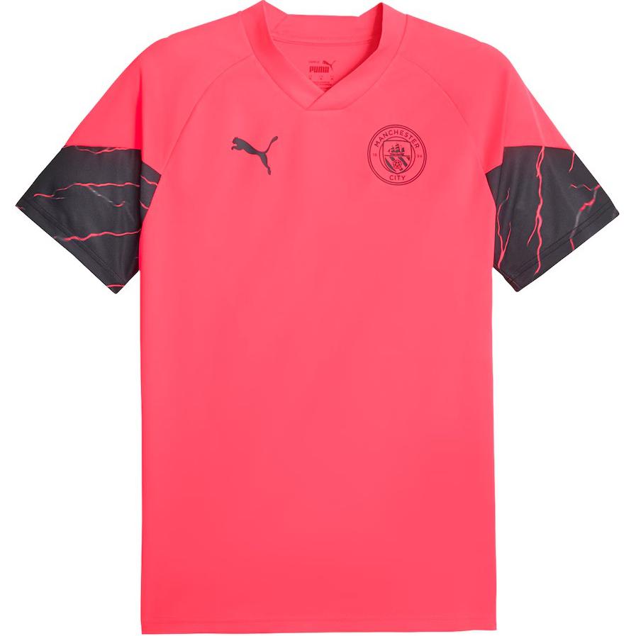 

Puma 2023-24 Manchester City Pro Training Shirt Color Block Comfortable Casual Short Sleeve Football Jersey Men tops Pink 772877-17 L