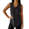 Women's Fashionable Color Round Neck Sleeveless Fringe Patchwork Casual Loose Cotton And Linen Top