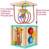 Toys of Wood Oxford Wooden Activity Cube, Motor Skills Cube, Wooden Labyrinth Toy, Loop with Beads, for Babies, Large