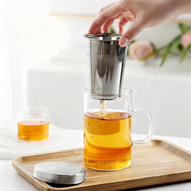 500ML Teekanne Tasse Borosilikatglas Tasse Hitzebeständig Milch Kaffee Tee Tasse Haus Büro Trinkbecher mit Sieb und Deckel