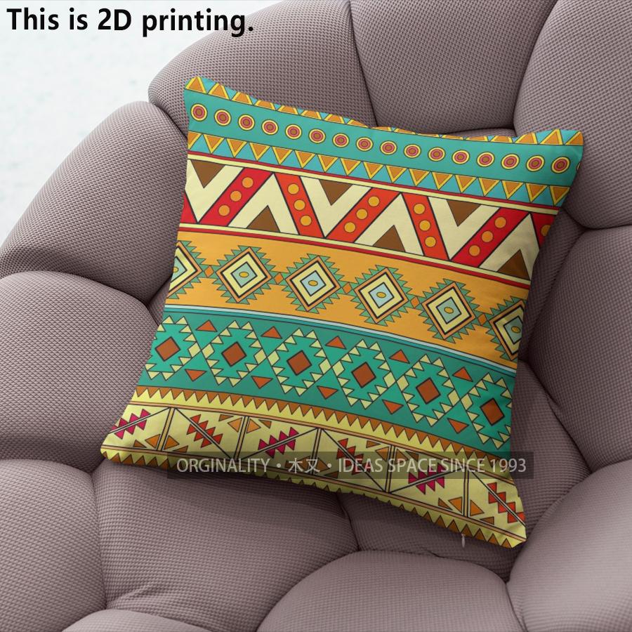 Bohemian Geometric Ethnic Throw Pillow Covers Pattern Cushion Cover Suitable For Sofa Bedroom Car Pillow Cover