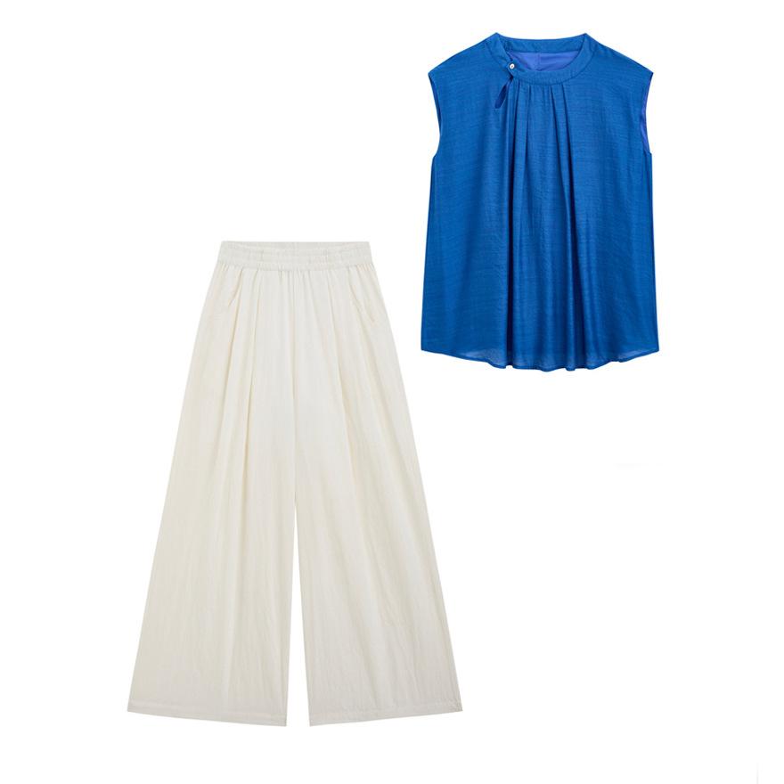 Fashion Suit Women's Summer New Temperament Casual Loose Wide-leg Pants Two-piece Set Trendy