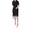 New Summer Color-Block Knitted Dress with Organza Splicing, Round Neck, and Mid-Length Bodycon Design