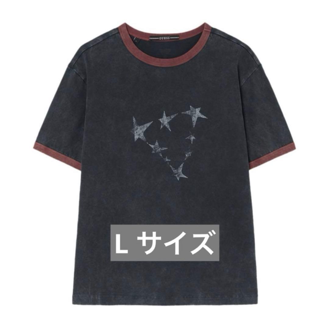 [USED] Hyunjin wearing this GUESS T-shirt, size L, from a Korean pop-up store.