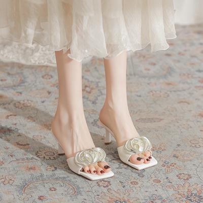 French Temperament Socialite Sandals 2025 Summer New Wear Open-toed Stiletto with Skirt Temperament High Heels