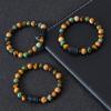 Natural Stone Tiger Eye Picture Jasper Round Beads 12 Constellation Bracelet for Men and Women Zodiac Signs Bracelet Aries