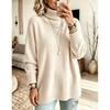 Womens Oversized High Neck Knit Sweater Soft Acrylic Pullover Fall Winter 2026