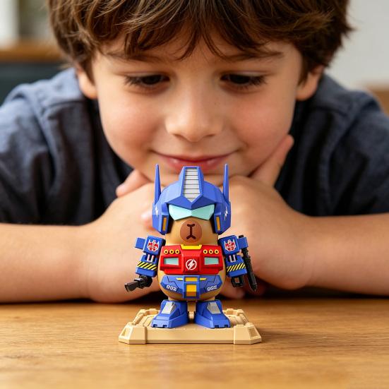 Magnetic Mechanical Capybara Building Toy Buildable Mecha Capybara Figure with Movable Parts Educational Cartoon Animal Model Decoration