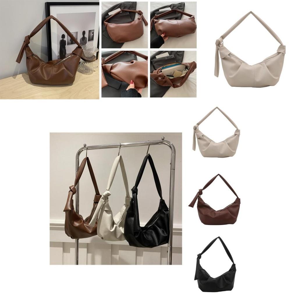 Fashionable Large Pu Dumpling Shoulder Bag With Pleated Design And Soft Texture