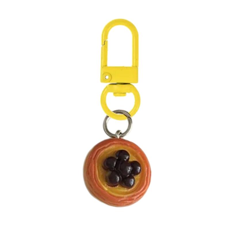 

Realistic Portuguese Eggs Tart Keychain Cute Food Shaped Resin Charm User Friendly Eggs Tart Keyring For Bag Keys Gift