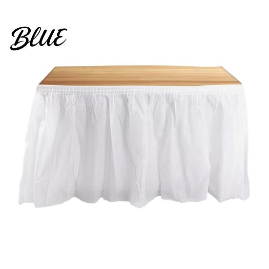 Birthday Party Table Plastic Fine Adhesive Strip Waterproof with Skirt Disposable 420x70cm Heavy-Duty Dining Cover