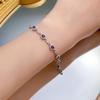 Zhuozhifan S925 Sterling Silver Simulated Sapphire & Diamond Oval Bracelet for Women, Adjustable, Chinese Style.