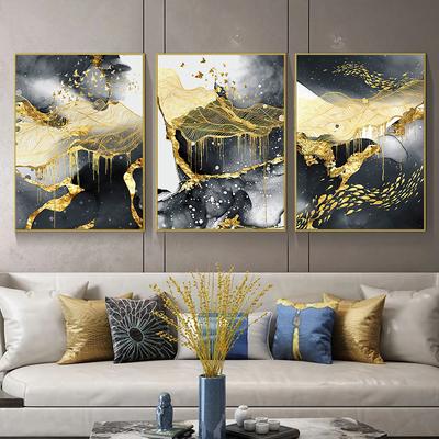 Gyllene svart marmor Canvaskonst Lyx målning Dekoration Hem Väggkonst Bild för vardagsrum Canvas Väggkonst Bilder Dekor