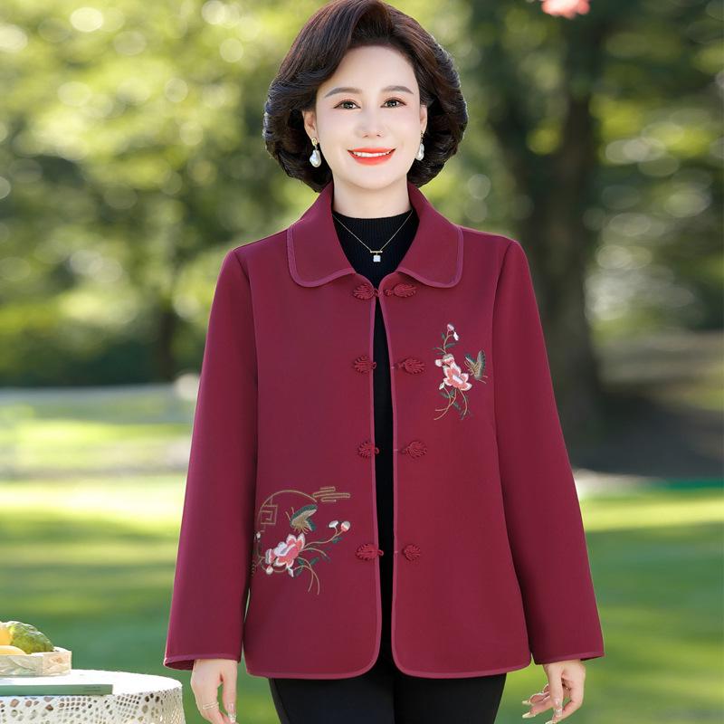 

Новый вышитый тренч 2025 года: Стильная осенняя верхняя одежда для женщин старше 50 лет 4XL (suggested 130-145 jin)