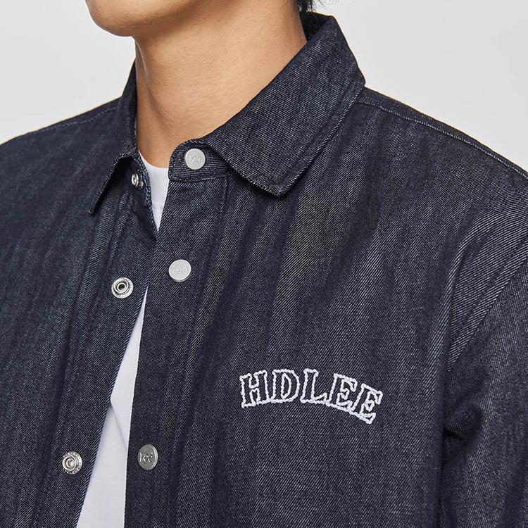 Comfortable Polo Collar Denim Logo Letter Short Sleeve Shirt Men shirts Light-Wash LMT010043206035898L00