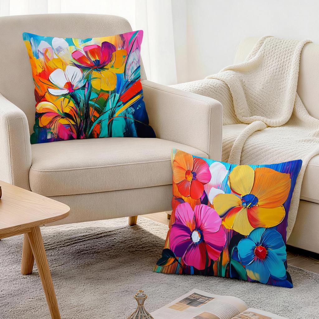 Colorful Abstract Flowers Cushion Covers Pillowcase Fantasy-Inspired Home Decor Sofa Cushion Cover Living Room Bed Car Decor