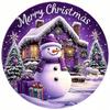 2D Flat Iron Christmas Village Decoration Snowman Merry Christmas Text Hanging Ornament for Home Kitchen Cafe