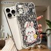 Phone case: 2D flat suitable for iPhone 18 17 16 15 14 13 Pro, transparent four corner protective case, star rabbit, Christmas and Halloween gifts