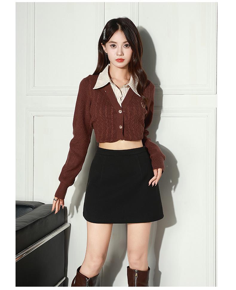 Autumn 2025 High-Waisted Woolen Half-Skirt for Women - Slimming, Hip-Hugging Design with Anti-Exposure Lining