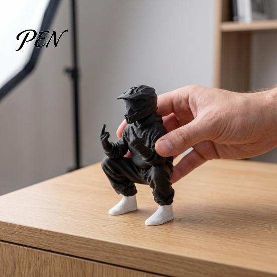 Creative Gifts for Motorcyclists 3D Printed Cool Off-Road Biker Figurine, Squatting Rider Statue, Trendy Desktop Enthusiast Presents Ornament,