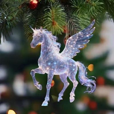 2D Acryl Weihnachtsanhänger Tierkreis Pferd Baumschmuck Auto Rückspiegel Anhänger Charme Party Neujahrsdekoration Ornamente