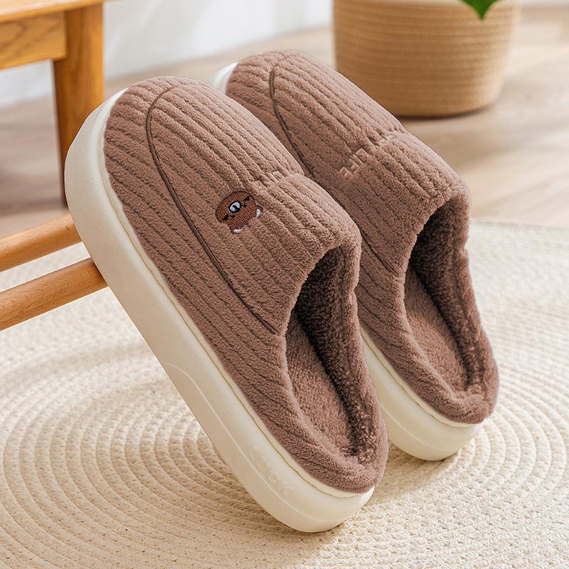 Damen Winter Fleece gefütterte geschlossene Rückseite Hausschuhe, Paar Warme Flauschige Hausschuhe Tragbar Outdoor Schnee Knöchelhohe Stiefel