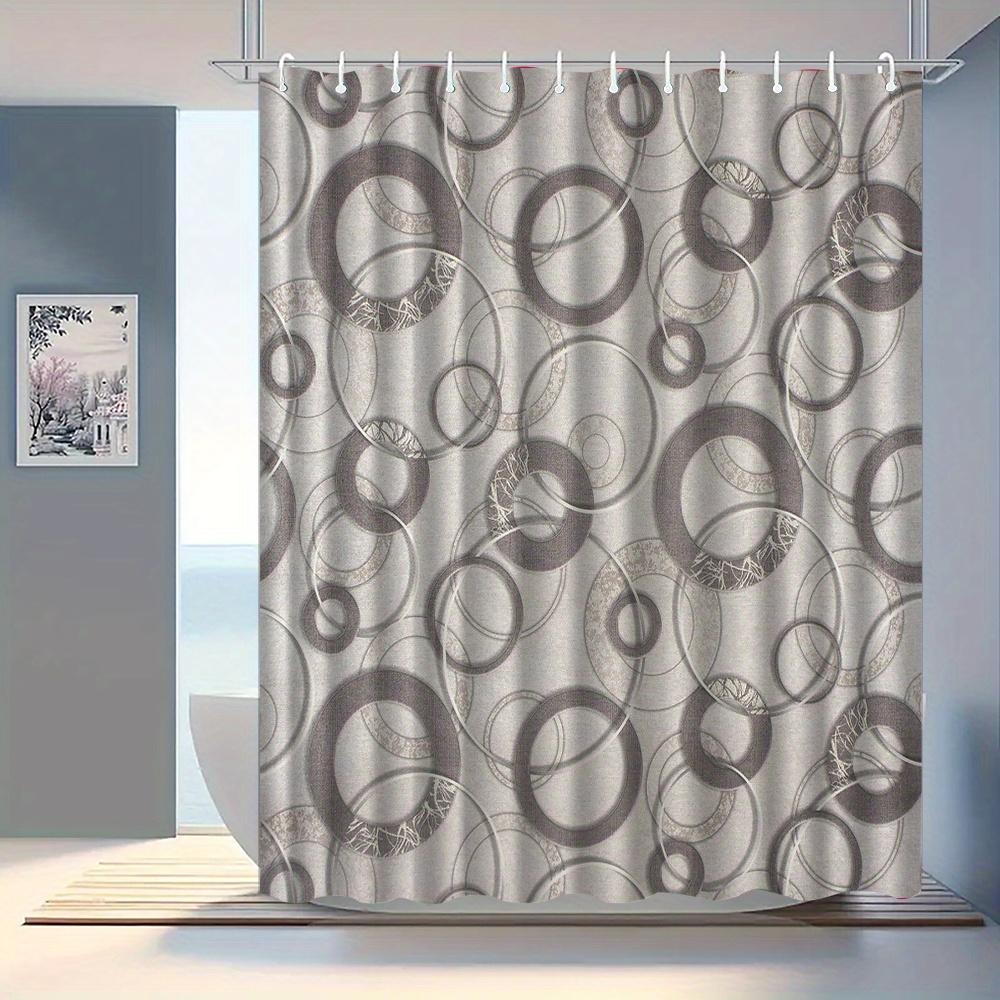 1pc Geometric Circular Print Shower Curtain, Polyester Fabric, with Hooks, Machine Washable, Suitable for Bathroom Décor.