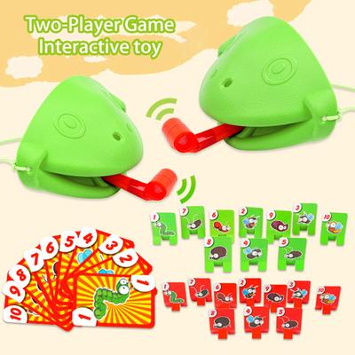2/4Pcs 2Fog Tongue Shoot Game 2/4 Players Family Night Party Interactive Sticking-Out Tongue Chameleon Board Game Educational Toy