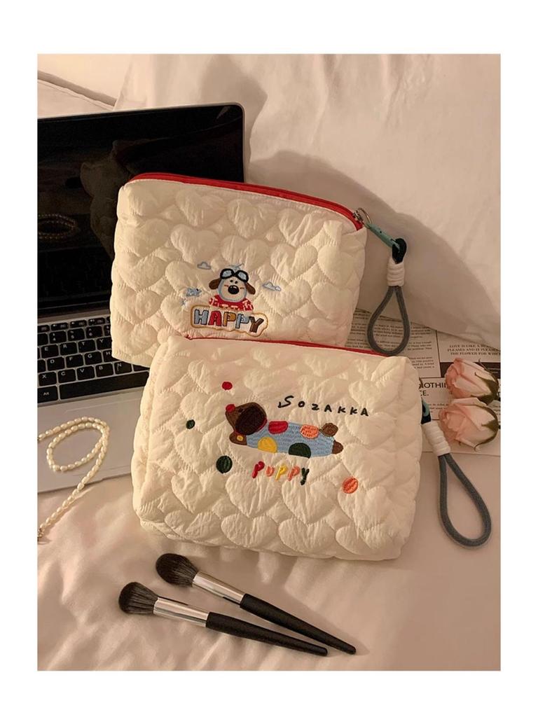 Puppy-Themed Portable Makeup & Skincare Bag – Large Capacity Travel Wash Bag for Women