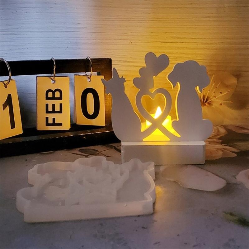 Kitten Puppy Animal Shape Silicone Candlestick Molds for Making Candle Stand Tealight Holder Epoxy Resin Silicone Molds