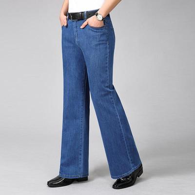 Jeans Men Men's High Waist Elastic Loose Wide Leg Pants Large Legs Denim Trousers Mid Waist Large Straight Pants